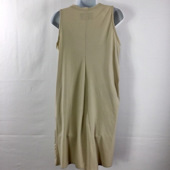 Vintage 90’s Tadaski Italy Tan Sleeveless Front Knot Bodycon Mini Dress Size M - Picture 5 of 9